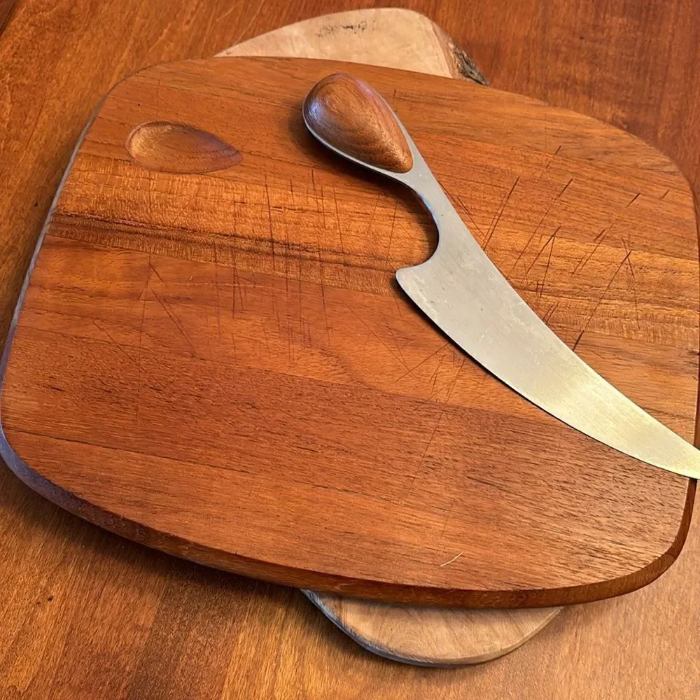 MCM 1970's Dansk Teak Cheese Board and Knife Set